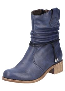 Rieker Damen Winterstiefelette, Gr. 41, blau, Lederimitat, klassisch, Schuhe, Boots, Blockabsatz, slouchy Schaft, mit Innenreißverschluss