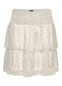 Véro Moda VERO MODA Damen Minirock "VMSMILLA HW SMOCK SHORT SKIRT WVN GA"hellweiß aop:josefine, modisch, Gr. L, bedruckt, Web, Obermaterial: 100% Polyester,