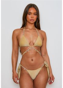 MODA MINX Damen Bikini-Hose "Lumiere Seychelles", gold, Gr. XS, unifarben, 85% Polyester, 8% Elasthan, 7% Metall, Badehosen, mit Glitzersteinchen und