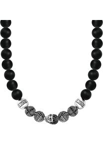 Thomas Sabo Damen Kette ohne Anhänger "Obsidian Kette Totenkopf-Design & Kreuze,Beadskette,KE1100-159-11-L70", 70, Silber 925 (Sterlingsilber),