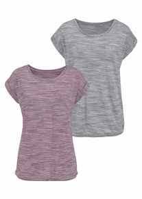 Beach Time BEACHTIME Damen Kurzarmshirt "mit Struktureffekt", lila, Basic, Gr. 32, meliert, Obermaterial: 85% Polyester, 15% Viskose, Shirts, aus pflegeleichter