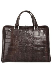 BAGAN Damen Aktentasche, braun, Leder, glänzend, Taschen, echt Leder, Made in Italy