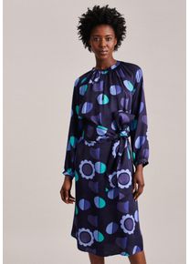 Seidensticker Damen Sommerkleid "Schwarze Rose", blau, Gr. 44, bedruckt, 100% Viskose, Kleider, Langarm Rundhals Druck