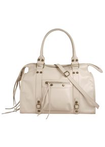 FORTY Damen Shopper, beige, Leder, unifarben, leicht glänzend, Taschen, echt Leder, Made in Italy