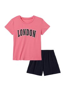 Petite Fleur Kinder Pyjama, Gr. 146, bunt, Jersey, Obermaterial: 100% Baumwolle, unifarben, Basic, Homewear-Sets, Schlafanzug mit großem Frontdruck