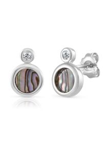Vivance Damen Paar Ohrstecker "925 Silber rhodiniert Abalone Zirkonia", ONE-SIZE, Silber 925 (Sterlingsilber), weiß, Silber 925 (Sterlingsilber),