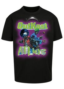 MisterTee Herren Kurzarmshirt "Herren Outkast Atliens Cover Oversize Tee", schwarz, casual, Gr. XS, unifarben, 100% Baumwolle, Shirts