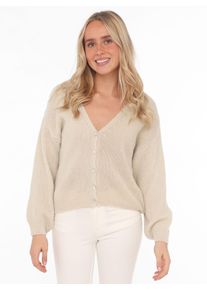 Zwillingsherz Damen Strickjacke ""Uni"", beige, modisch, Strick, Obermaterial: 44% Polyester, 26% Polyamid, 15% Alpaka, 15% Wolle, Strickjacken, One