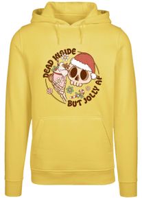 F4NT4STIC Damen Kapuzenpullover "Dead inside but jolly AF Christmas", gelb, casual, Gr. XXL, Obermaterial: 65% Baumwolle, 35% Polyester, Pullover,
