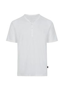 TRIGEMA Damen T-Shirt "TRIGEMA T-Shirt mit Knopfleiste DELUXE Baumwolle", weiß, klassisch, Gr. S, 100% Baumwolle, Shirts