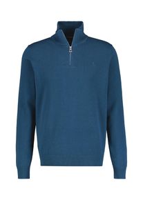Lerros Herren Strickpullover "Lerros Flachstrick-Troyer mit Reißverschlusskragen", blau, Gr. S, 100% Baumwolle, Pullover