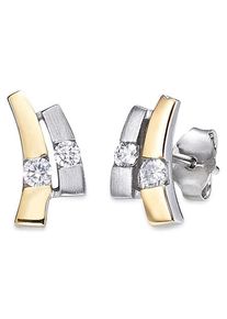 Bruno Banani Damen Paar Ohrstecker "Schmuck Geschenk Silber 925 Ohrschmuck Ohrringe Stein", Silber 925 (Sterlingsilber), gold, Silber 925