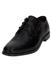 Bugatti Herren Schnürschuh, Gr. 40, schwarz, Leder, elegant, Schuhe, Businesschuh, Abendschuh, Festtagsschuh mit seitlichem Logoemblem