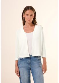 Cecil Damen Cardigan, weiß, casual, Gr. XL, unifarben, Stoff, 64% Polyester, 34% Viskose, 2% Elasthan, Strickjacken, aus stretchigem Viskosematerial