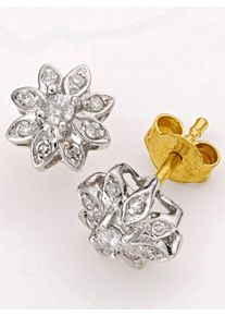 Lady Damen Paar Ohrstecker, Diamanten, gold, Diamanten, Ohrringe