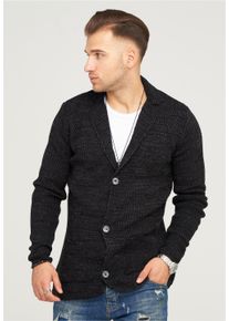 behype Herren Strickjacke "FELIAN", schwarz, casual, Gr. XL, unifarben, 100% Polyacryl, Strickjacken, mit modischem Reverskragen