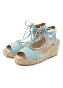 Lascana Damen Keilsandalette "Sommerschuh", Gr. 36, blau, Obermaterial: 100% Textilmaterial. Futter: 100% Lederimitat. Decksohle: 100%
