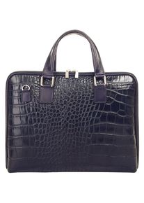Samantha Look Damen Aktentasche, blau, Leder, glänzend, Taschen, echt Leder, Made in Italy