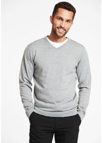 LINDBERGH Herren Strickpullover "LINDBERGH Strickpullover", grau, Gr. L, Oberstoff: 100% Schurwolle (Merino), Pullover