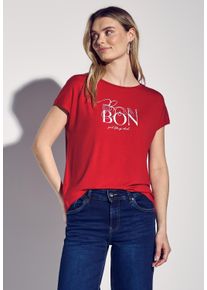 Street One Damen T-Shirt, rot, casual, Gr. 40, bedruckt, Stoff, 95% Viskose, 5% Elasthan, Shirts, aus softem Materialmix