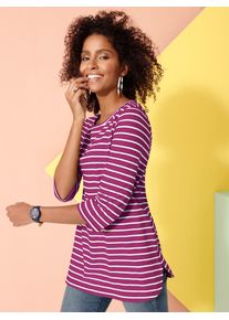 Classic Basics Damen T-Shirt "Longshirt", pink, Gr. 42, gemustert, mehrfarbig, gestreift, 100% Baumwolle, Shirts