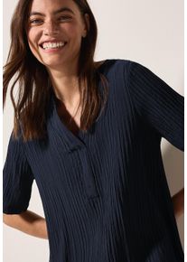Cecil Damen Midikleid, blau, casual, Gr. XL, unifarben, Web, Obermaterial: 70% Viskose, 30% Nylon, Kleider, in Struktur-Optik