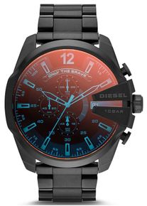 Diesel Herren Chronograph "MEGA CHIEF", schwarz, Armbanduhren, Quarzuhr, Armbanduhr, Herrenuhr, Stoppfunktion, Edelstahlarmband