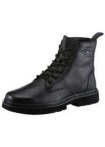 Herren Schnürstiefelette "EVA MID LACEUP BOOT LTH", Calvin Klein Jeans, Gr. 44, schwarz, Leder, Lederimitat, unifarben, klassisch, Schuhe, mit