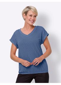 Classic Basics Damen V-Shirt "V-Shirt", blau, Gr. 52, unifarben, 97% Polyester, 3% Elasthan, Shirts