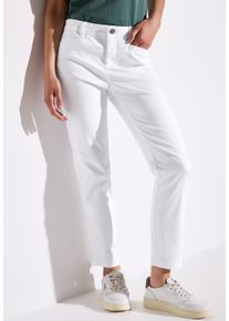 Street One Damen Stoffhose "YULIUS", weiß, casual, Gr. 36, unifarben, Web, Obermaterial: 97% Baumwolle, 3% Elasthan, Hosen, mit Stretchanteil