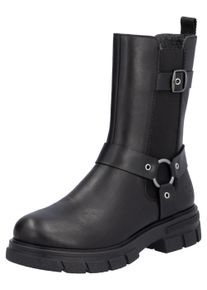 Rieker Damen Chelseaboots, Gr. 42, schwarz, Leder, Elastischer Einsatz, unifarben, modisch, Schuhe, Bikerboots, Schlupfstiefelette mit