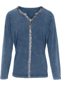 Heine Damen Langarmshirt "Shirt", blau, Gr. 44, unifarben, 100% Baumwolle, Shirts