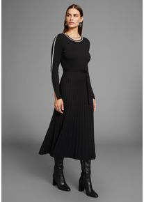 HECHTER PARIS Damen Strickkleid, schwarz, feminin, Gr. 34, Rippstrick, Obermaterial: 70% Viskose, 30% Polyamid, Kleider, mit Kontrastdetails