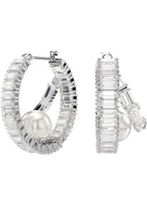 Swarovski Damen Paar Creolen "Schmuck Geschenk Ariana Grande Ohrringe, 5720868", Metall-Perlen, silber, Metall, Perlen, Ohrringe, mit Swarovski