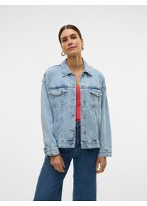 Véro Moda VERO MODA Damen Jeansjacke "VMTESSA LS OVERSIZE DENIM JACKET GA NOOS"light blau denim detail:ra339, modisch, Gr. S, unifarben, Web, Denim/Jeans,