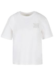 MISS TEE Herren T-Shirt "Miss Tee Never Look Back Tee", weiß, casual, Gr. L, bedruckt, 100% Baumwolle, Shirts