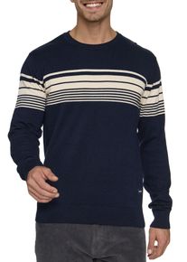 INDICODE Herren Rundhalspullover "INPorcenak", blau, modisch, Gr. XXL, gestreift, Strick, Obermaterial: 100% Baumwolle, Pullover