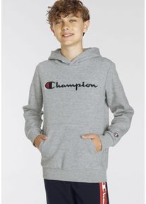 Champion Kinder Kapuzensweatshirt, grau, sportlich, Gr. XL, Obermaterial: 52% Baumwolle, 48% Polyester, Sweatshirts, für Kinder