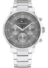 Tommy Hilfiger Herren Multifunktionsuhr "TYSON", silber, Armbanduhren, Quarzuhr, Armbanduhr, Herrenuhr, Lederarmband, analog