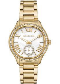 Michael Kors Damen Quarzuhr "SAGE", gold, Armbanduhren, Armbanduhr, Damenuhr, Perlmutt-Zifferblatt, Lederarmband
