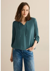 Cecil Damen Langarmbluse, grün, casual, Gr. L, unifarben, Stoff, 100% Viskose, Blusen, mit 3/4 Ärmeln