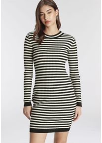 AJC Damen Strickkleid, schwarz, casual, Gr. 38, geringelt, Rippstrick, Obermaterial: 50% Viskose, 26% Polyamid, 24% Polyester, Kleider, in