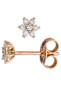 Jobo Damen Paar Ohrstecker, SI = kleine Einschlüsse, Roségold 585-Diamanten, rosa, Rosu00e9gold 585, Diamanten, Ohrringe, 585 Roségold mit 14