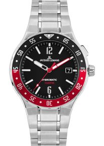 Jacques Lemans Kineticuhr "Hybromatic, 1-2109F", silber, Armbanduhren, Armbanduhr, Herrenuhr, Datum, Lünette einseitig drehbar