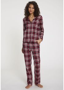 Lascana Damen Pyjama, Gr. 44, rot, Interlock, Obermaterial: 100% Baumwolle, kariert, Basic, Homewear-Sets, incl. Schlafmaske