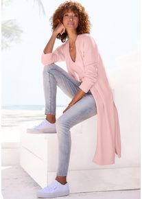 Lascana Damen Cardigan, rosa, modisch, Gr. 32, unifarben, Feinstrick, Single Jersey, Obermaterial: 70% Viskose, 30% Polyamid, Strickjacken, mit