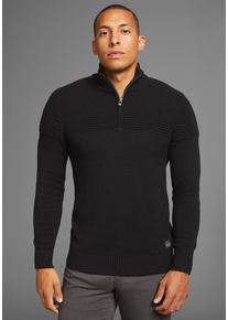 Bruno Banani Herren Troyer, schwarz, casual, Gr. S, Strick, Obermaterial: 50% Baumwolle, 50% Polyacryl, Pullover, mit Reißverschluss