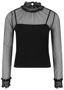Urban Classics Damen T-Shirt "Urban Classics Damen Ladies Double Layer Mesh L/S", schwarz, casual, Gr. S, unifarben, 100% Polyamid, Shirts