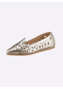 Andrea Conti Damen Ballerina, Gr. 38, gold, Leder, Glattleder, Rindsleder, modisch, Schuhe