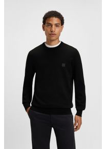 BOSS Orange Herren Strickpullover "Kanovano_S 1026", schwarz, casual, Gr. L, unifarben, Strick, Obermaterial: 95% Baumwolle, 5% Kaschmir, Pullover,
